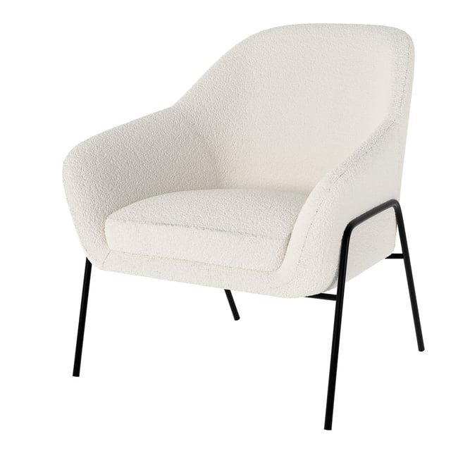 Fauteuil effet laine bouclette - AUBIN Couleur blanc <span itemprop=