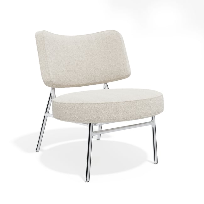 Fauteuil de salon en tissu bouclette IGGY Couleur crème <span itemprop=
