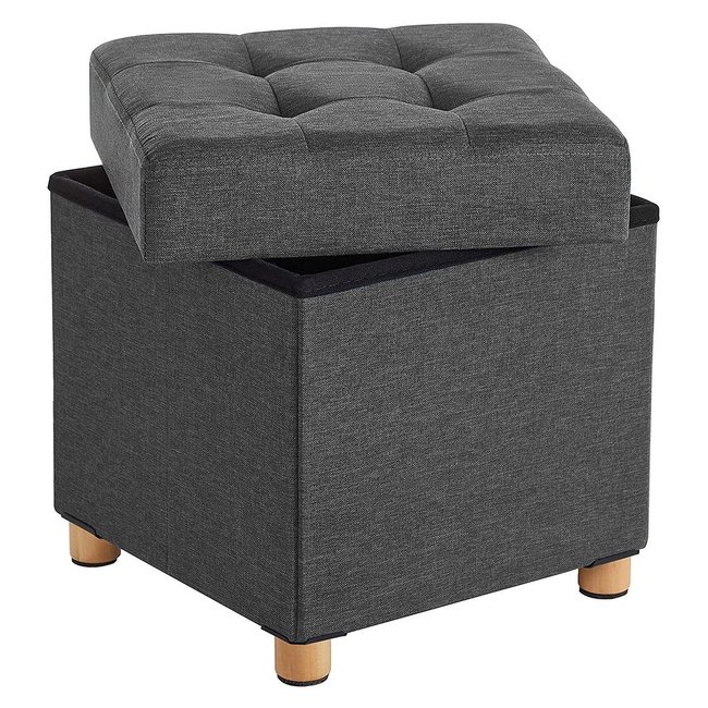Tabouret de Rangement sur Pieds, Pliable L38 cm - Gris Couleur gris <span itemprop=