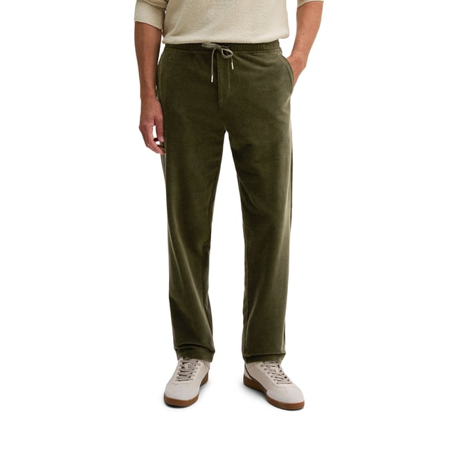 Pantalon de survêtement coupe classique en velours de coton bio marron <span itemprop=