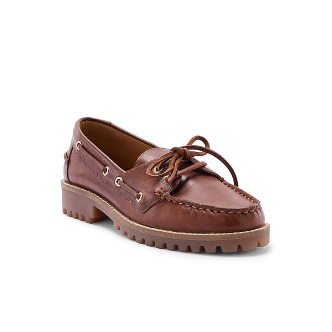 Chaussures bateau femme marron <span itemprop=
