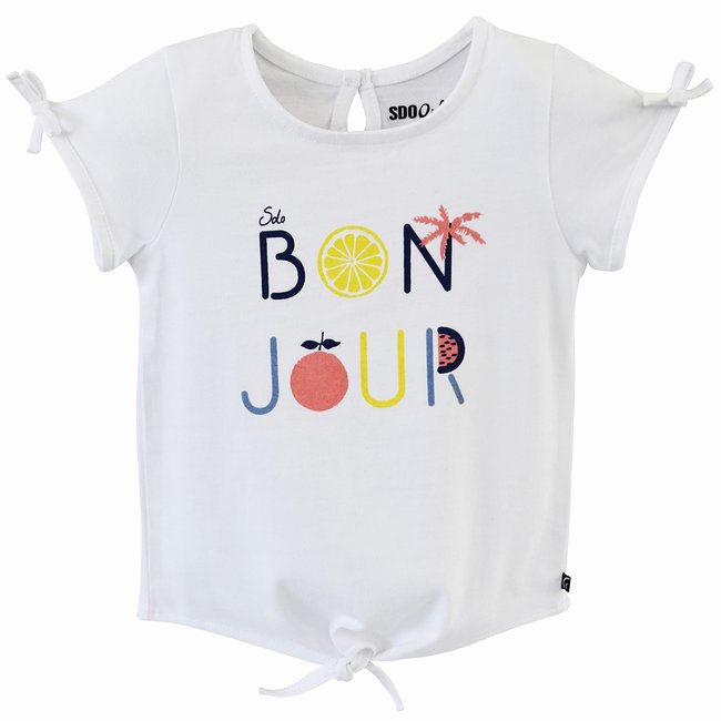 Tee-shirt fille soleil blanc <span itemprop=