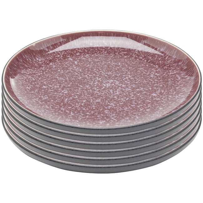 Lot de 6 assiettes à dessert en grès, ALISSA Couleur violet <span itemprop=
