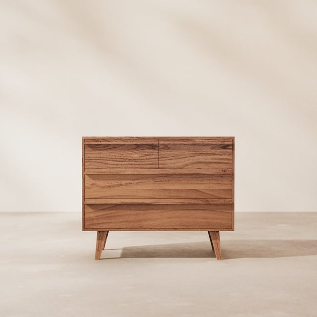 Commode en Acacia massif, NIELS Couleur marron foncé <span itemprop=