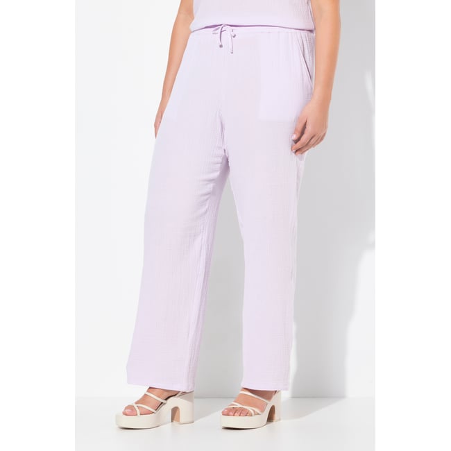 Pantalon à enfiler Rose en mousseline. Jambe - ULLA POPKEN