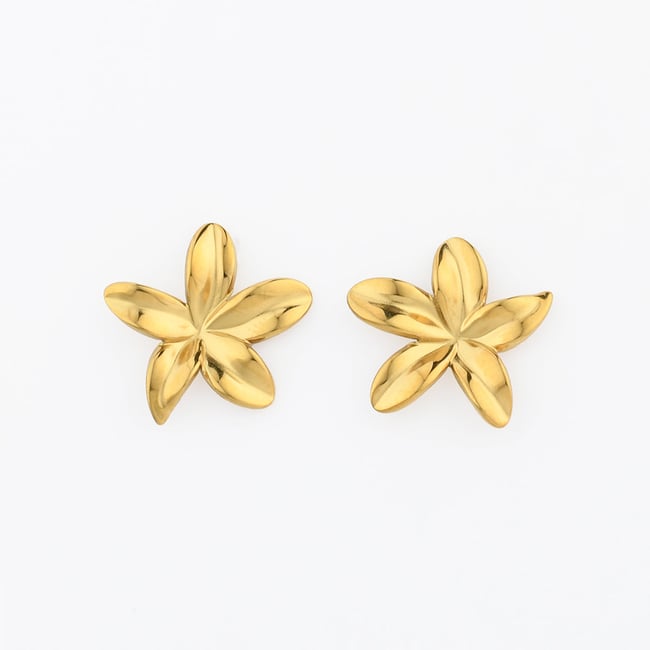 Boucles d'oreilles fleurs dorées Acier inoxydable doré <span itemprop=