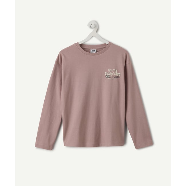 Printed Back Long Sleeve T-Shirt, pink, TAPE A L'OEIL