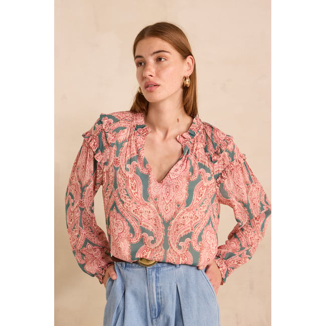 Blouse imprimée à manches longues MALOE make up <span itemprop=