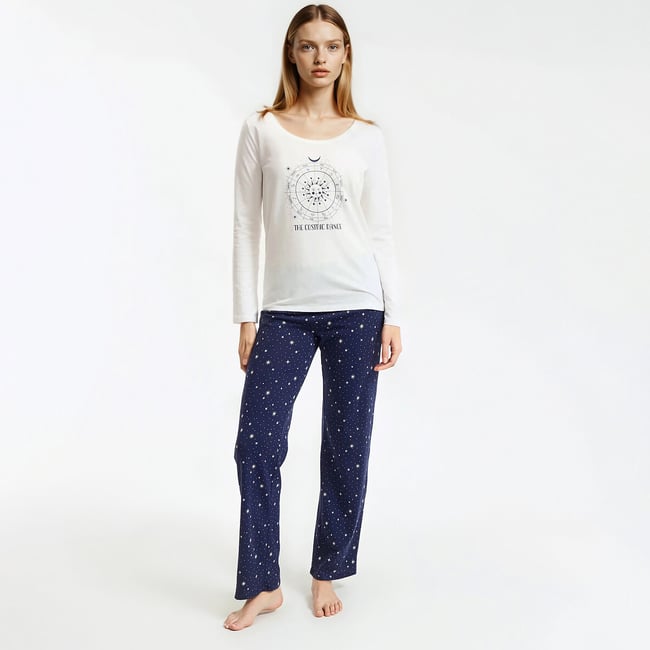 Pyjama en coton, imprimé astral imprimé constellation <span itemprop=