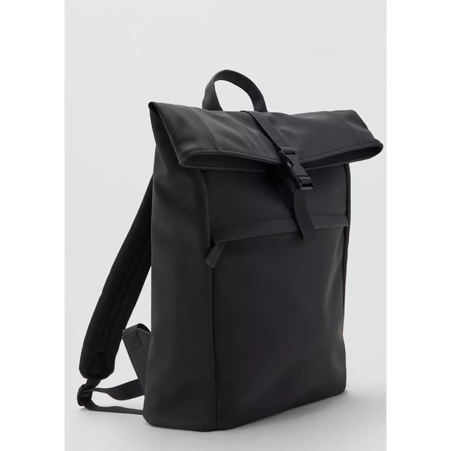 Sac à dos enduit avec fermeture à rabat noir <span itemprop=