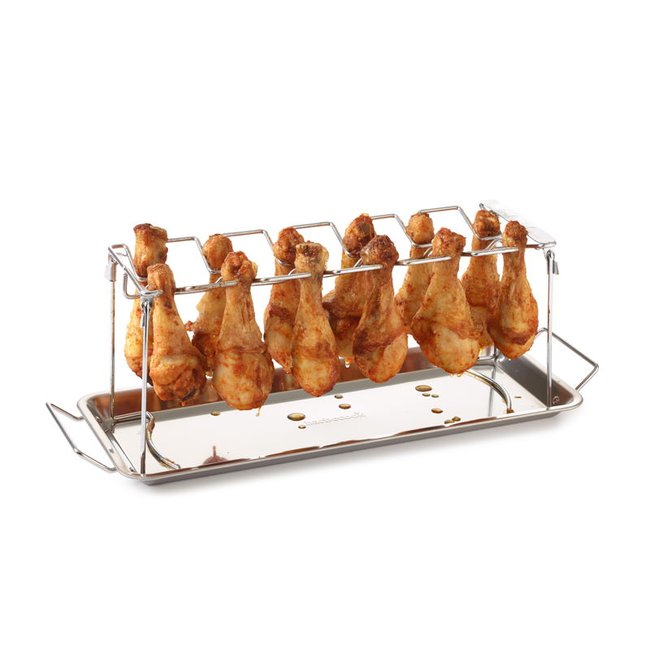 Support barbecue 12 ailes de poulet argent <span itemprop=