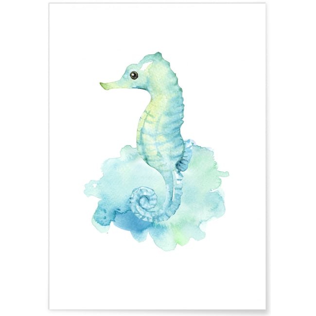 Affiche Enfant Hippocampe Couleur blanc <span itemprop=
