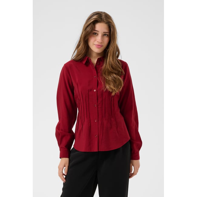 Chemise à manches longues rouge cabernet <span itemprop=