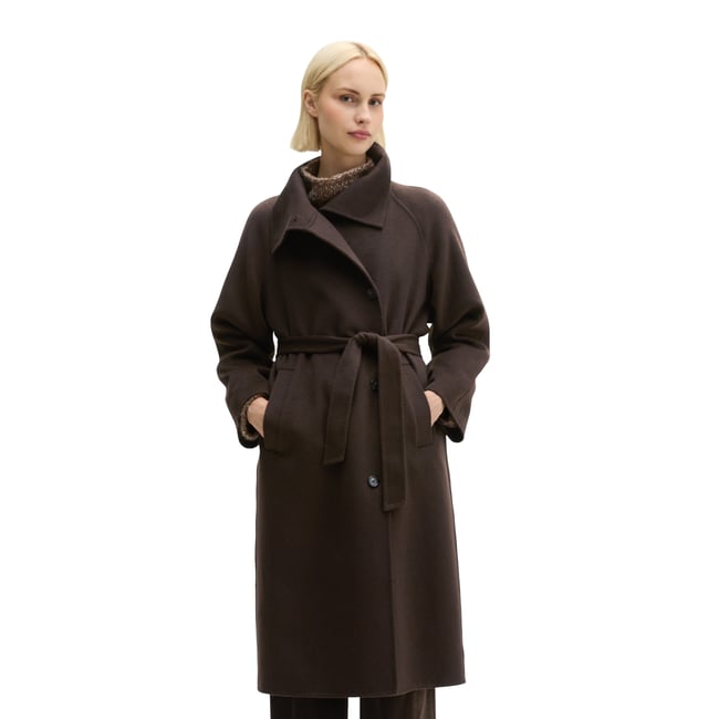 Manteau en laine au style décontracté en tissu double face de haute qualité marron <span itemprop=