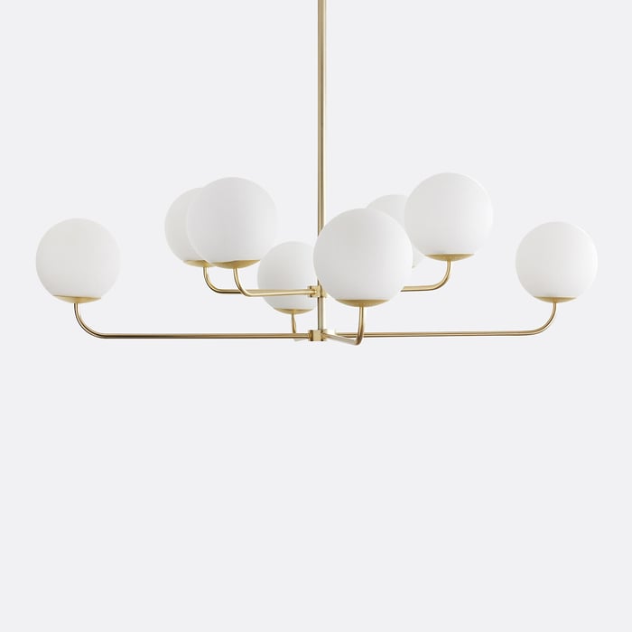 Suspension laiton et verre opaline, Moricio Couleur blanc <span itemprop=