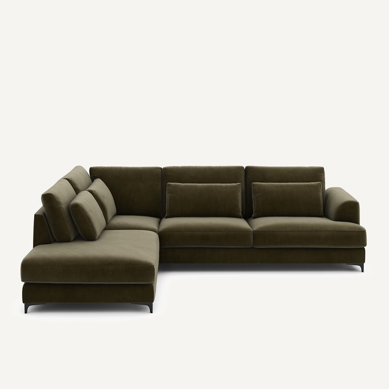 Am.pm Linksseitiges Ecksofa, Umwandelbar, Samt, Marsile