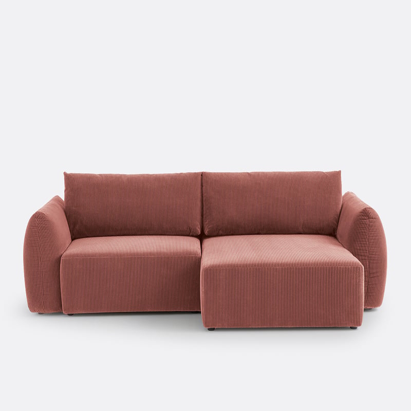Eckschlafsofa Edith Mit Truhe, 3-sitzer, Aus Cord
