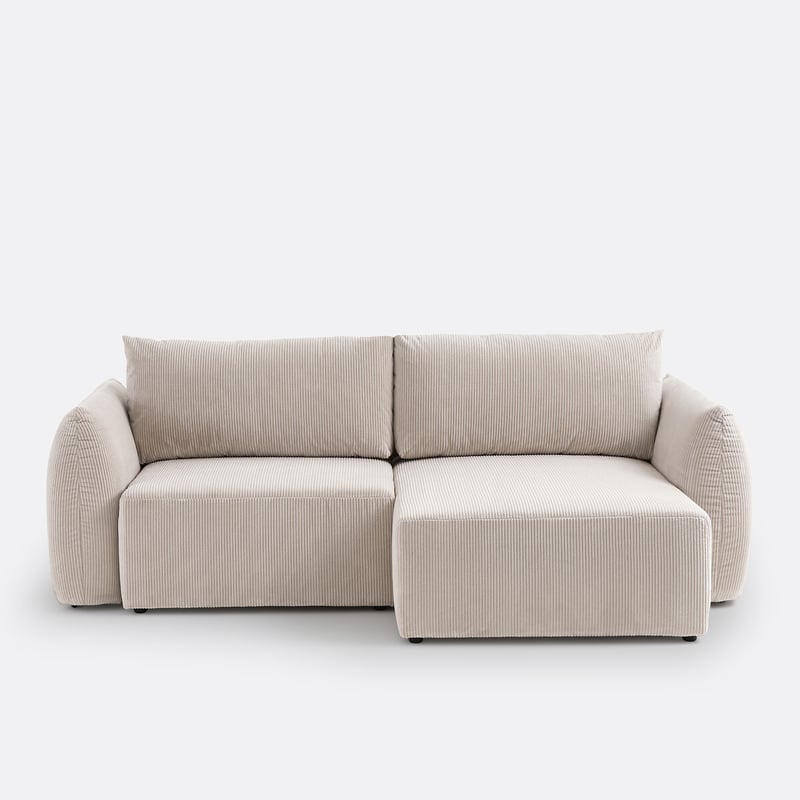 Eckschlafsofa Edith Mit Truhe, 3-sitzer, Aus Cord