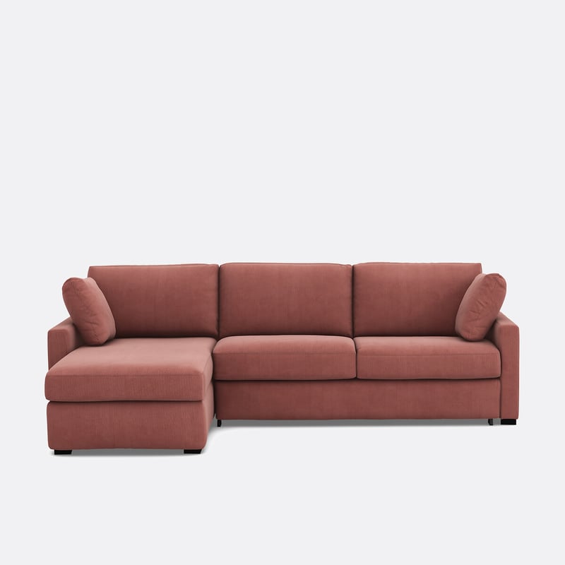 Eckschlafsofa Timor, 4-sitzer, Cordsamt, Comfort Bultex®