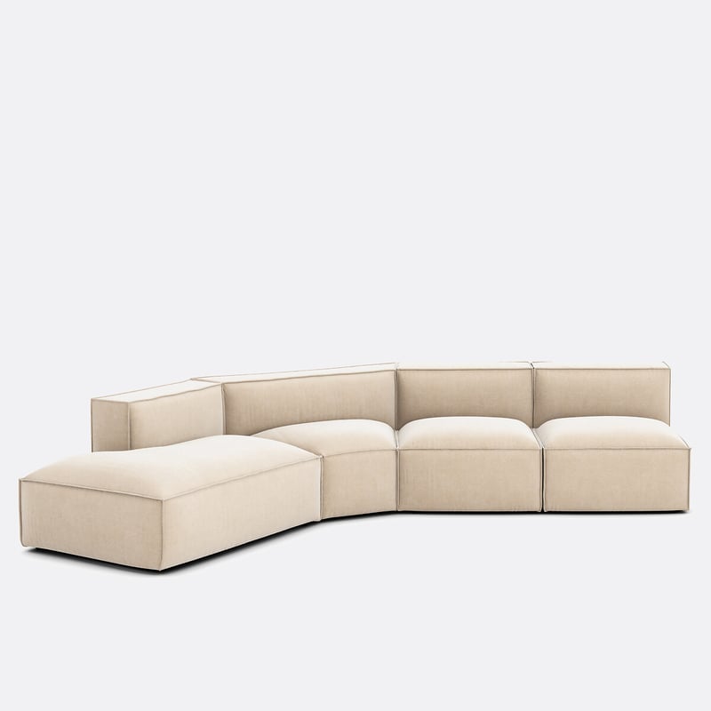 Offenes Ecksofa Seven, Links, 4 Elemente, Vintage-cord