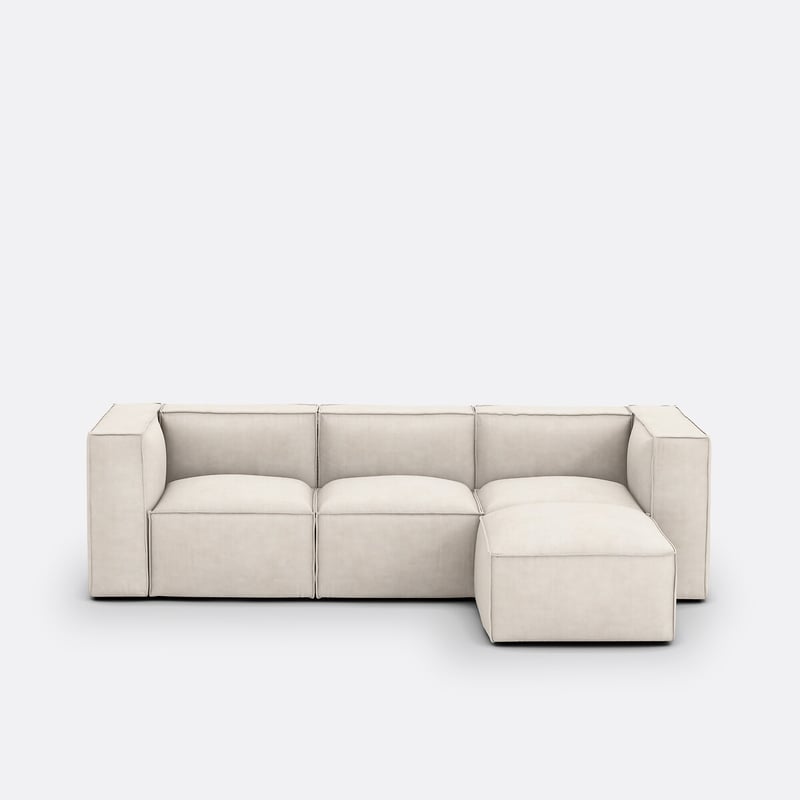 Modulares 3-sitzer-sofa Und Hocker Seven, Cordsamt