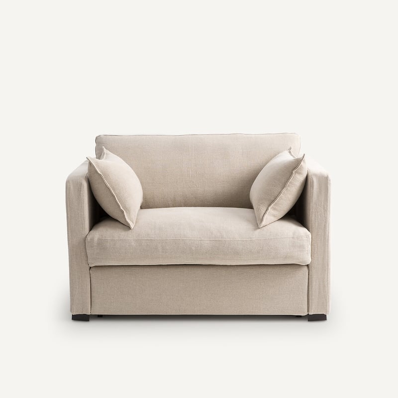 Am.pm 2-sitzer-sofa, Umwandelbar, Aus Dickem Stonewashed Leinen, Neo Kinkajou