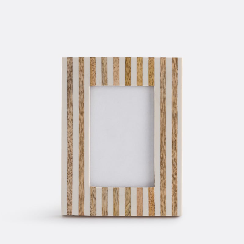 La Redoute Interieurs Gestreifter Rahmen Aus Kunstharz Und Mangoholz, 16,5 X 21,5 Cm, Styna