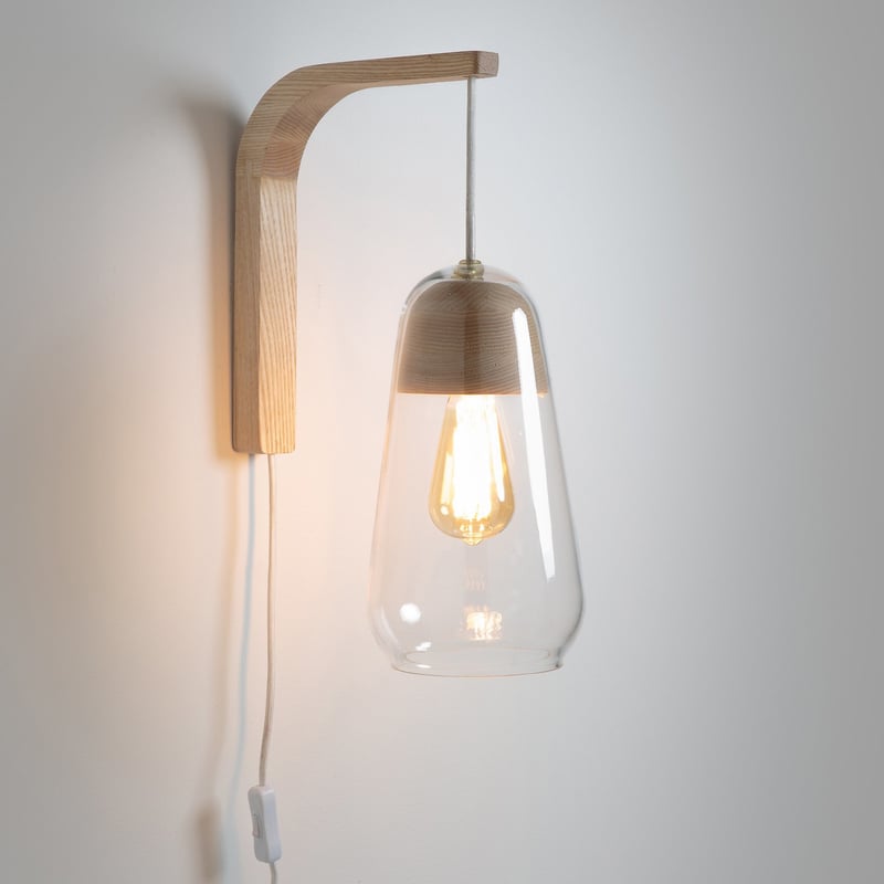 Wandleuchte Nasoa, Glas Und Holz