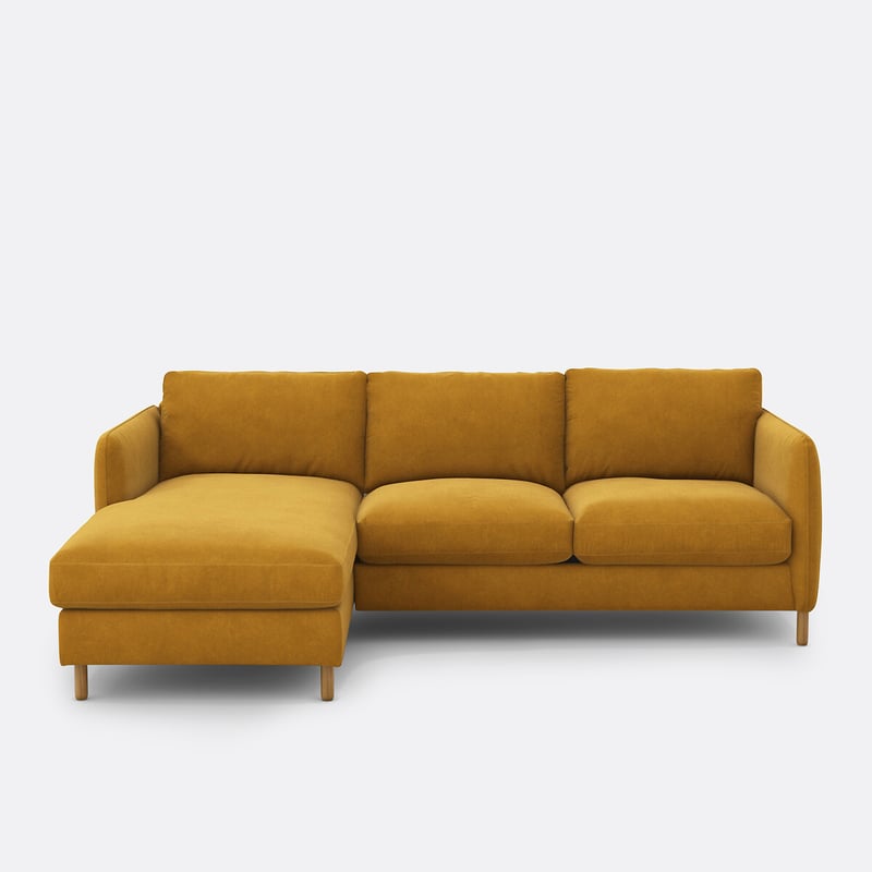 Ecksofa Loméo, Links, 4-sitzer, Aus Samt