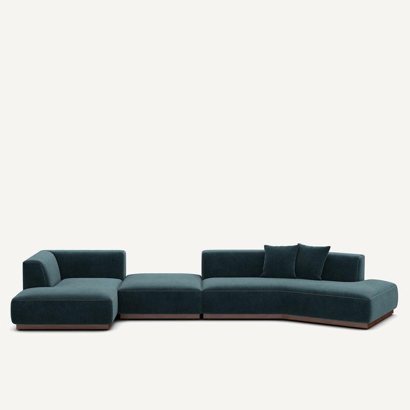 Am.pm Offenes Linkes Ecksofa Mit Fussstütze Aus Chenille-velours, Jacopo