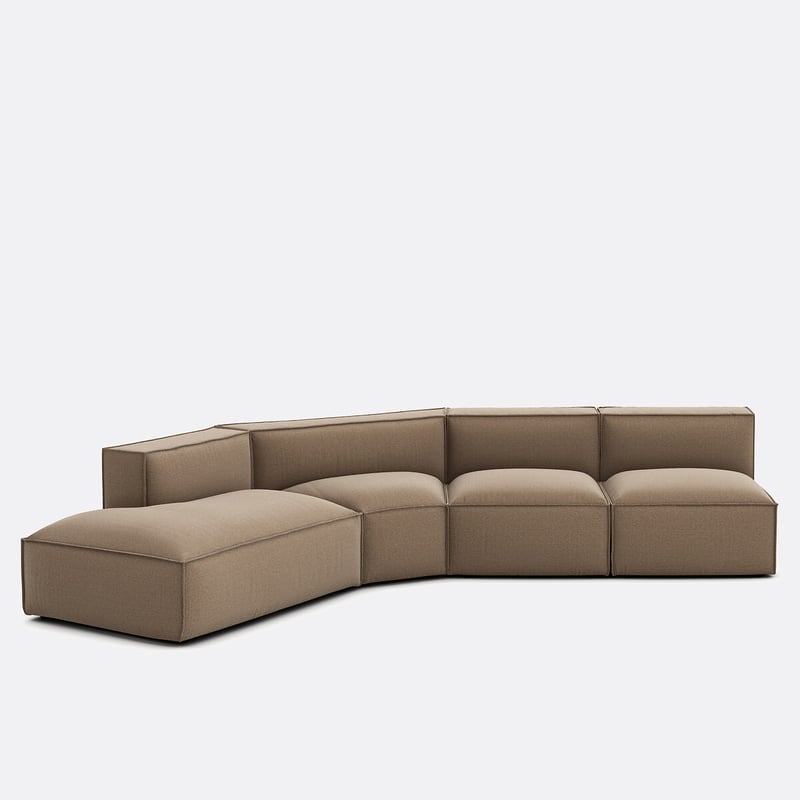 Offenes Ecksofa Seven, Links, 4 Elemente, Strukturgewebe