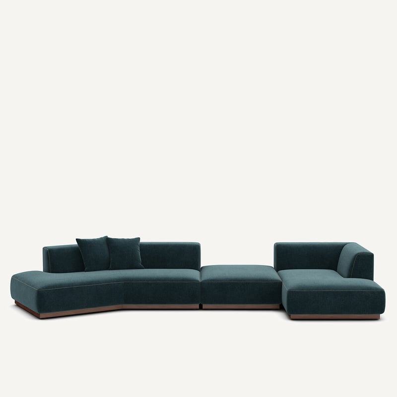 Am.pm Offenes Rechtes Ecksofa Mit Fussstütze Aus Chenille-velours, Jacopo