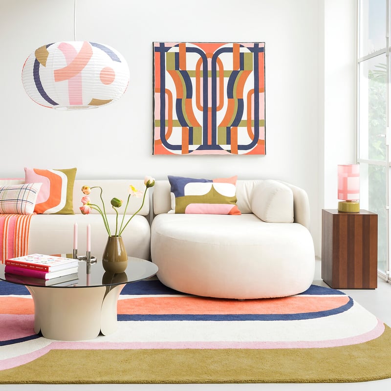 Teppich Mit Geometrischen Motiven, 100% Baumwolle