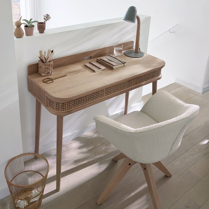 La Redoute Interieurs Schreibtisch Laora Mit 1 Rattanschublade