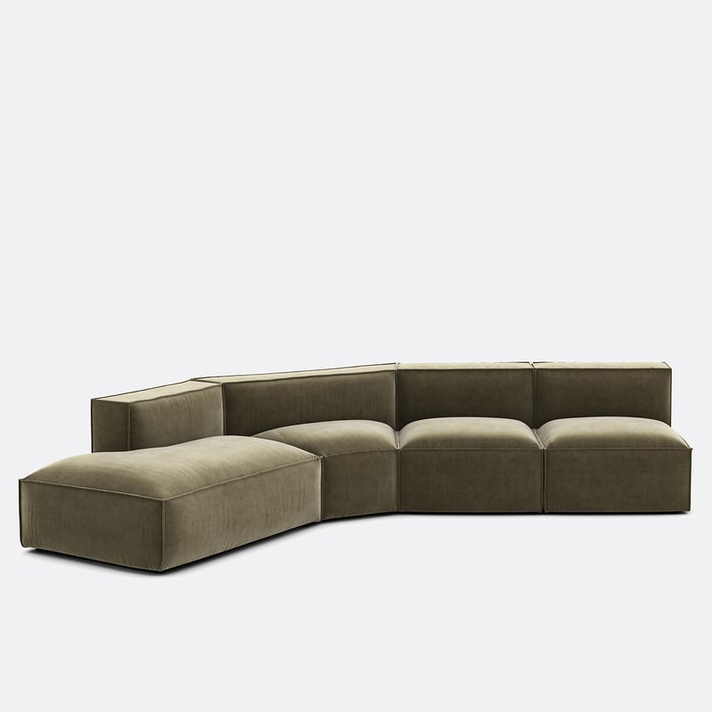 Offenes Ecksofa Seven, Links, 4 Elemente, Vintage-cord