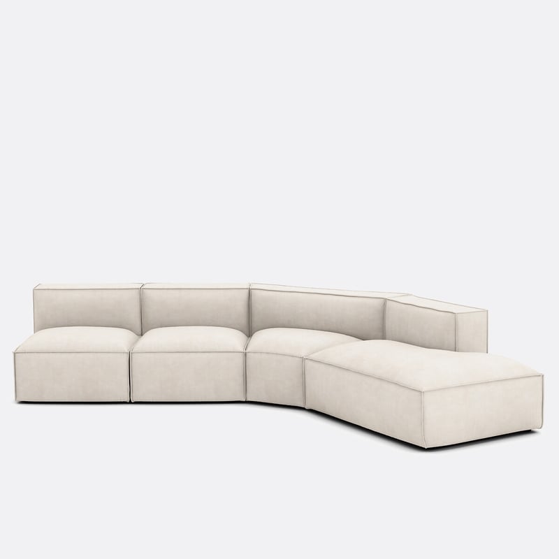 Offenes Ecksofa Seven, Rechts Mit 4 Elementen, Cordsamt
