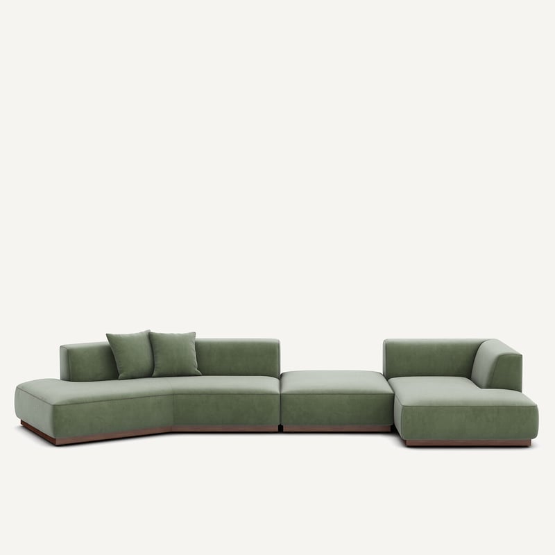 Am.pm Offenes Rechtes Ecksofa Mit Fussstütze Aus Velours, Jacopo