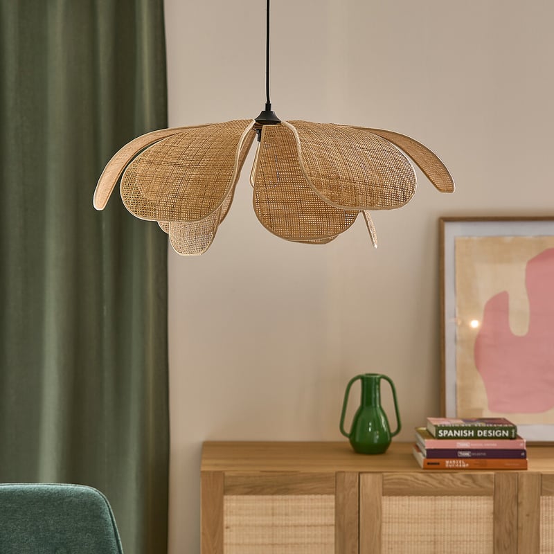 Hängeleuchte Lola, Rattan In Blütenform, Ø 80 Cm