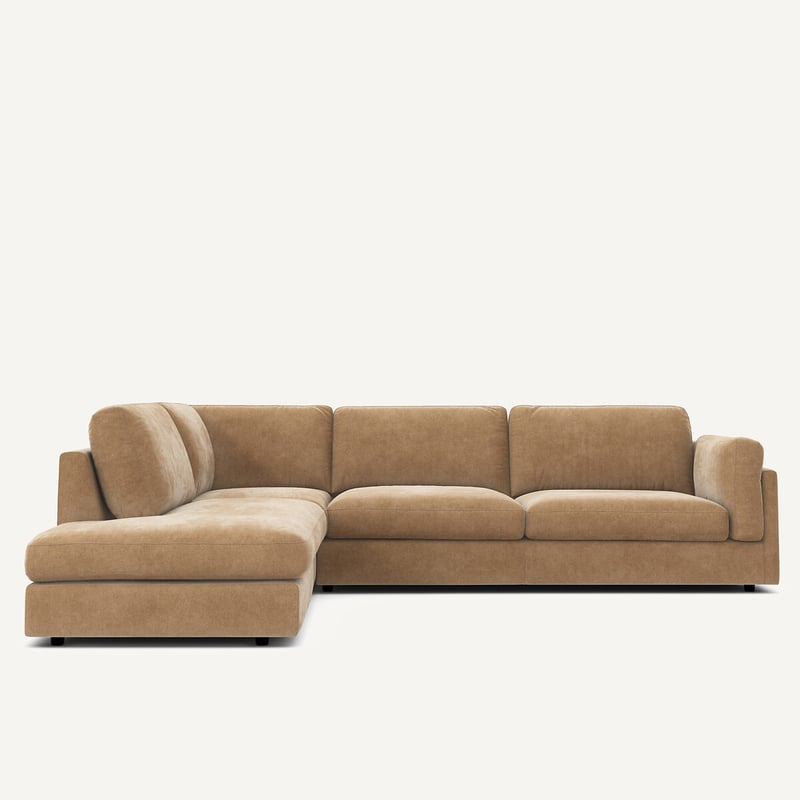 Am.pm Ecksofa Chaiselongue, Stonewashed Velours, César