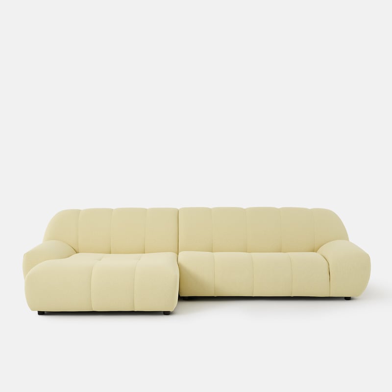 Ecksofa Links, 4-sitzer, Gesteppter Stoff, Nuria