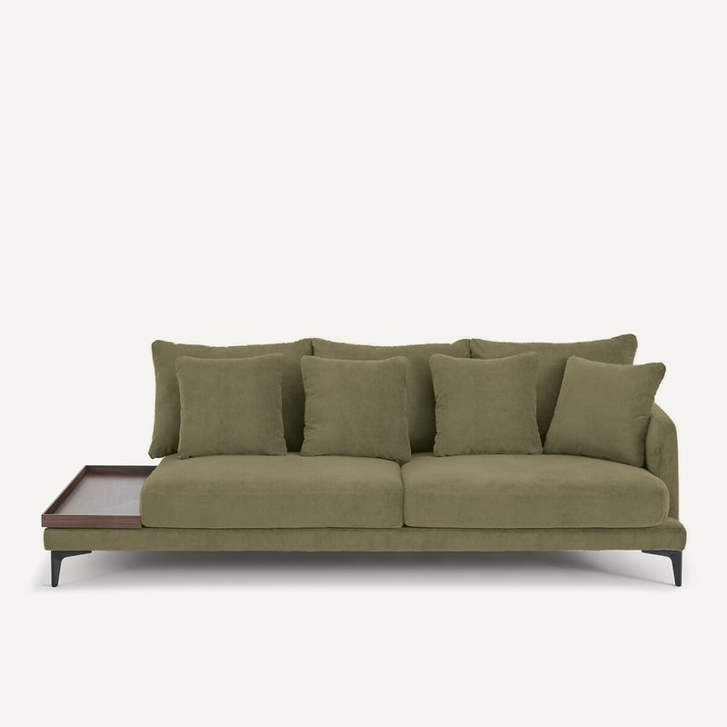 Am.pm X Emmanuel Gallina Halbsofa Mit Tablett, Velours Stone, Moderniste, Design Emmanuel Gallina