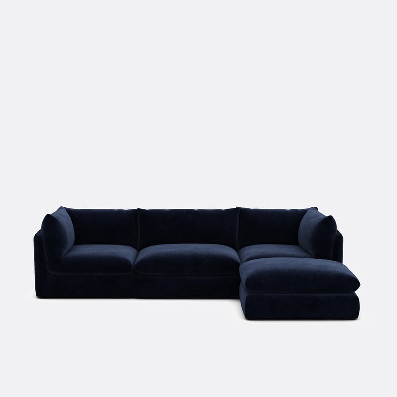 3-sitzer Anreihsofa Mit Hocker, Aus Meliertem Polyester, Malo
