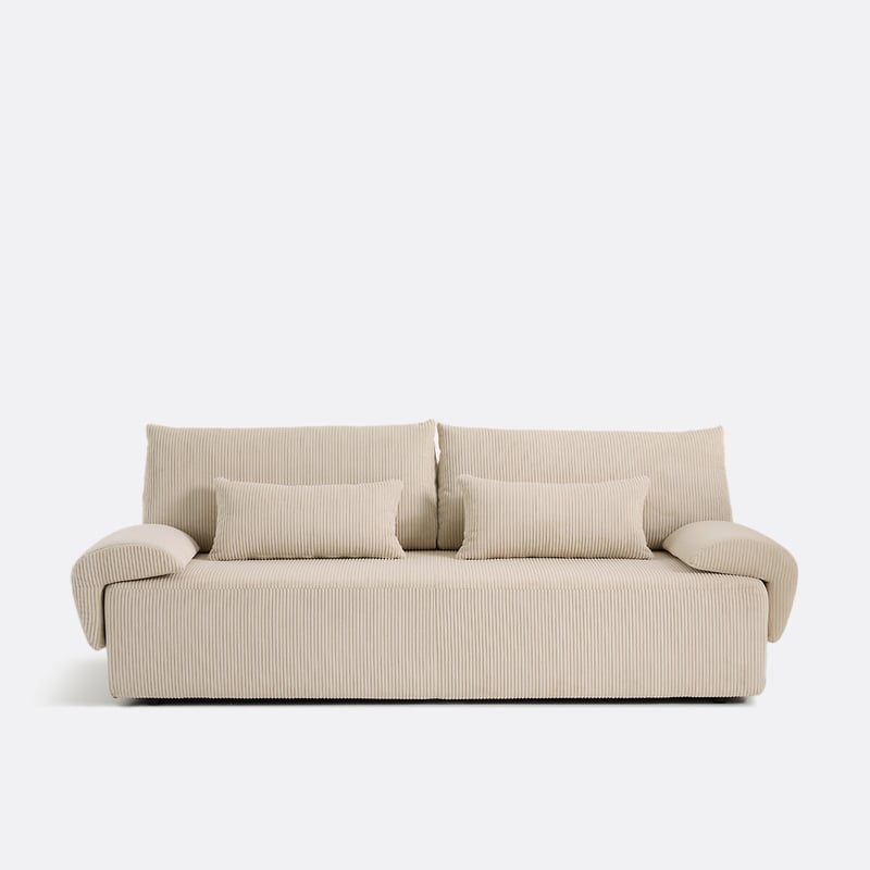 Schlafsofa Mit Bettkasten, 3-sitzer, Aus Cord, Maona
