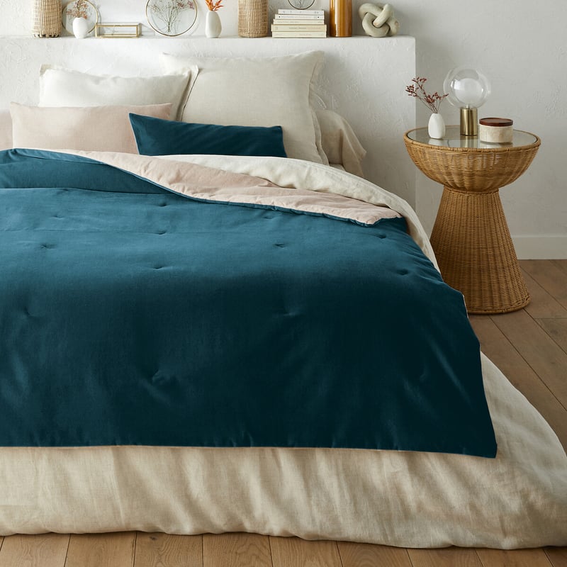 La Redoute Interieurs Gesteppte Tagesdecke Velvet, Baumwollsamt/leinen-mix Uni