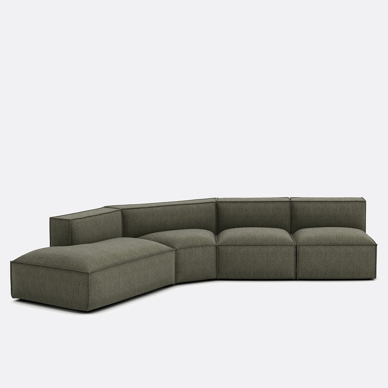 Offenes Ecksofa Seven, Links, 4 Elemente, Strukturgewebe