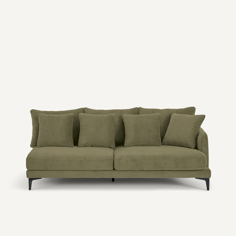 Am.pm X Emmanuel Gallina 3-sitzer Halbsofa In Velours Stone, Moderniste, Design Emmanuel Gallina