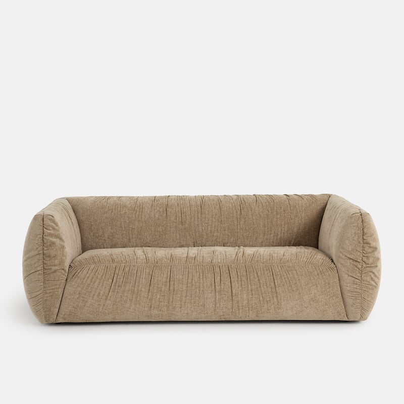 Gerades Sofa, 3- Oder 4-sitzer, Aus Geflammter Chenille, Silver