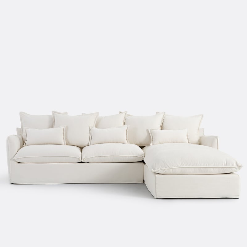 Sofa Odna, Rechtwinklig, Mit Schlaffunktion Und Abnehmbarem Bezug, 4-sitzer, Aus Meliertem Polyester
