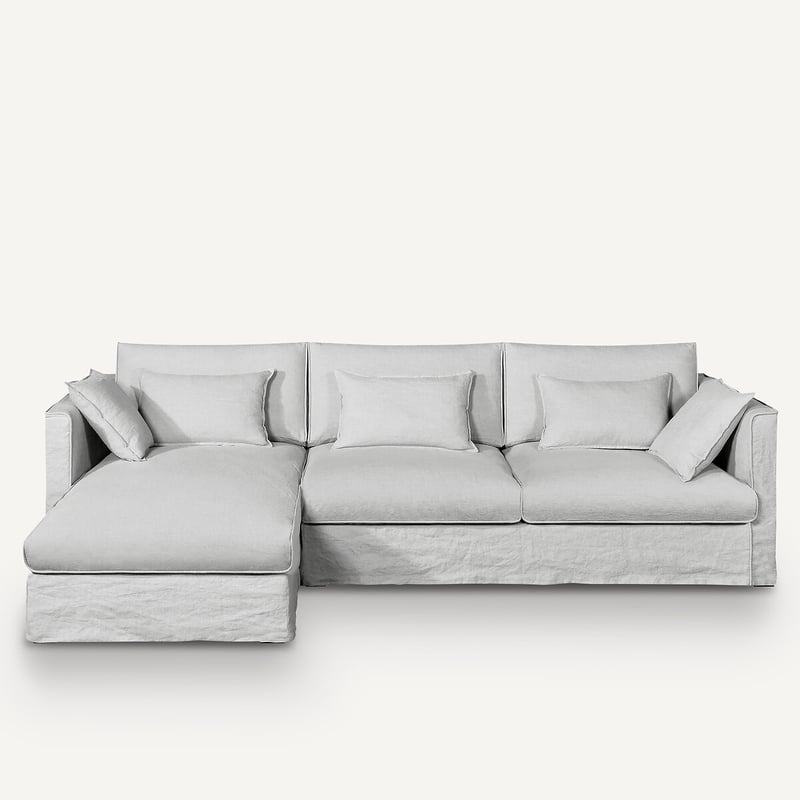 Am.pm Ecksofa, Aus Geknittertem Leinen, Camille