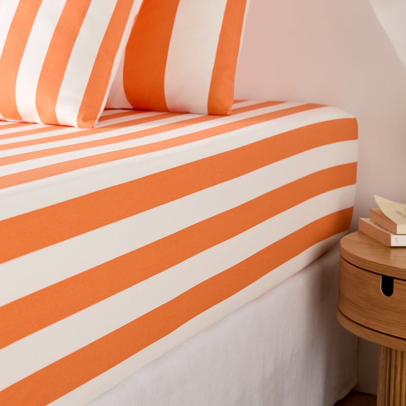 La Redoute Interieurs Fixleintuch Hendaye Orange Aus Baumwolle, Steghöhe 25 Cm, Streifendruck